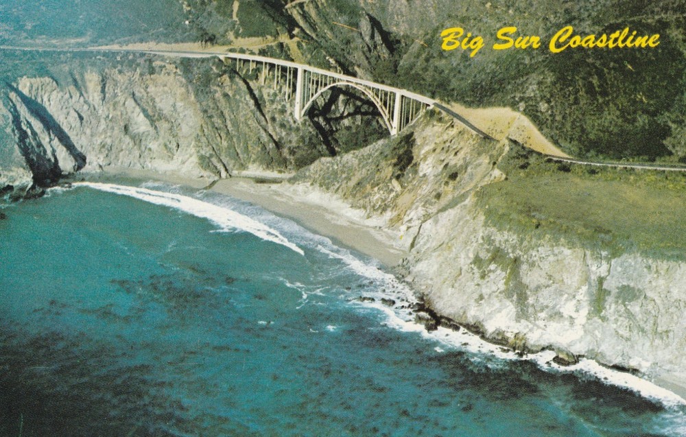 Big Sur Coastline CA-California, Bixby Bridge, Scenic View Vintage Postcard