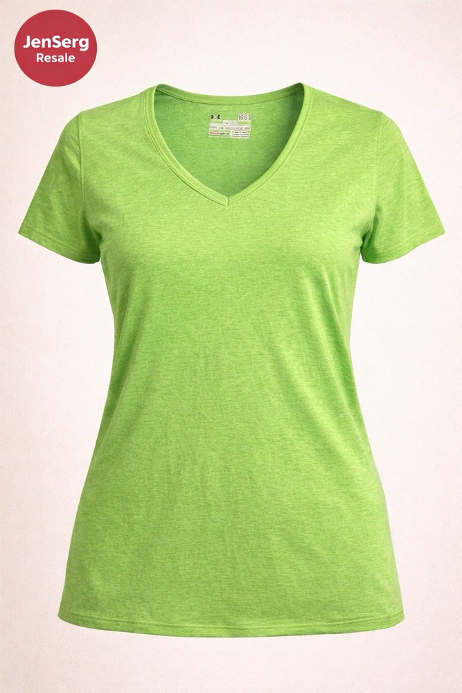 Under Armour V-Neck Semi-Fitted Green Short Sleeve T-Shirt Size L Women’s
