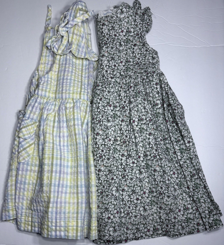 OshKosh Bout'chou Plaid Floral One-Piece Dress 2pc 18M 100% Cotton