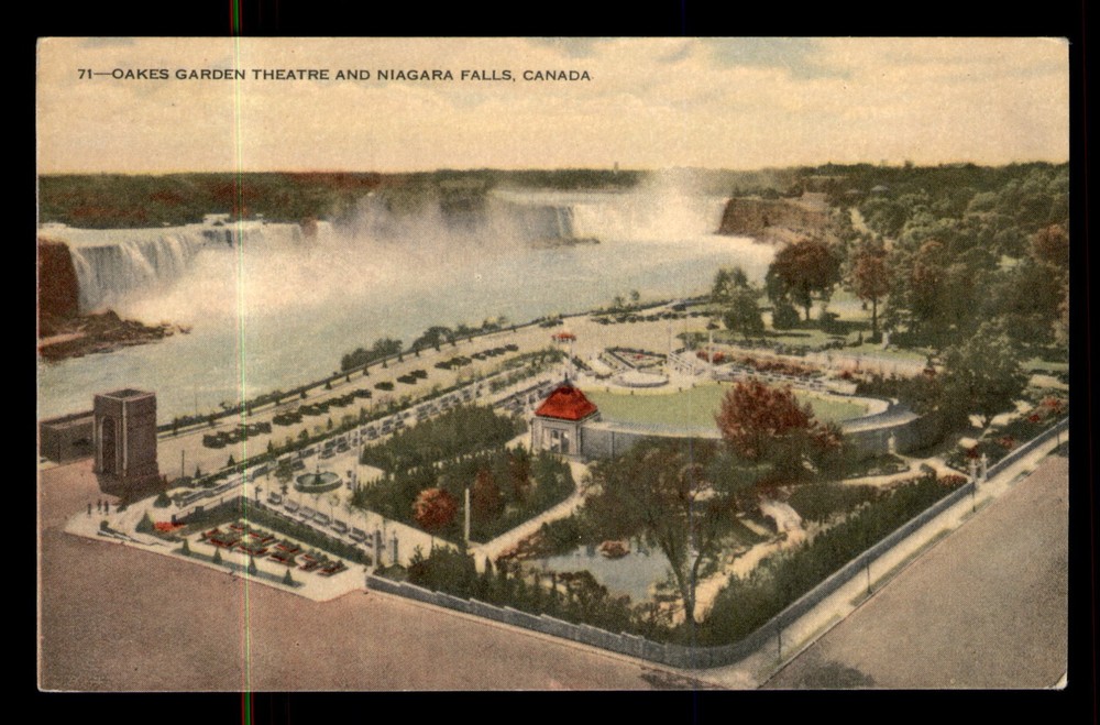 Oakes Garden Theatre And Niagra Falls Canada Topical View UNP Postcard