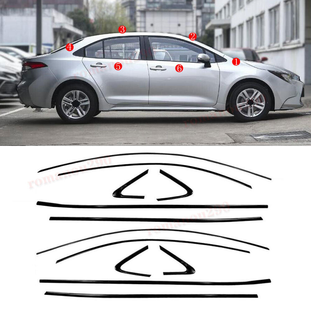 Toyota Corolla 2020-2025 Black Steel Window Frame Sill Molding Cover Trim