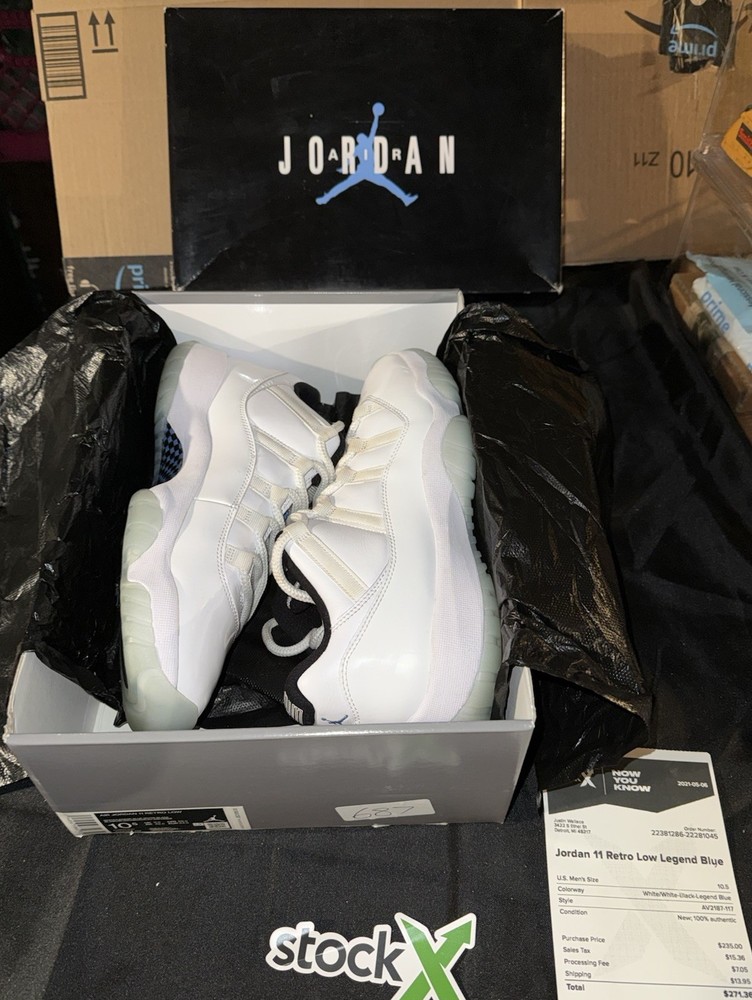 Nike Air Jordan 11 Retro Low Legend Blue Size 11 AV2187-117 White legend blue