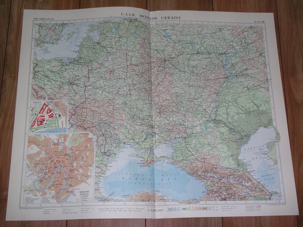 1959 Vintage Map Of Ukraine Russia Soviet Union Belarus Poland Lithuania Moscow