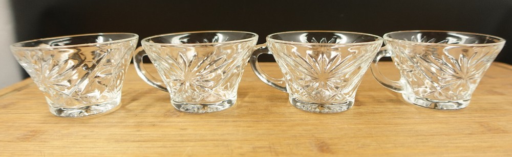 Vintage Anchor Hocking Prescut Star of David Punch Cups Set of 4