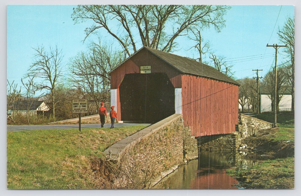 Bridge~Erwinna Covered Bridge @ Bucks County Pennsylvania~Vintage Postcard