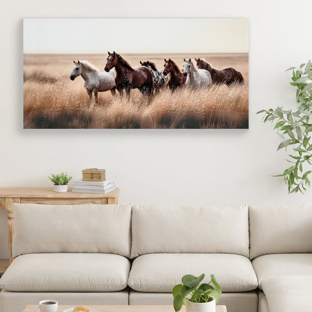 Cozy country Rustic Horses Wall Art Decor: Western Farm Equine Canvas Picture