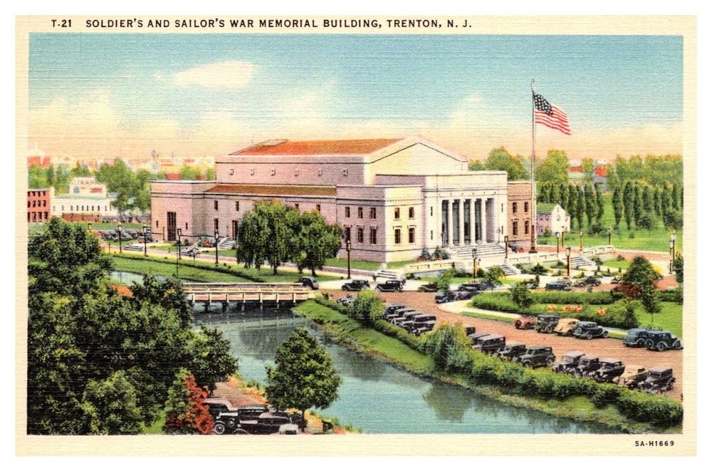 1940s Garden View Soldiers Sailors Memorial Trenton New Jersey Vintage Postcard
