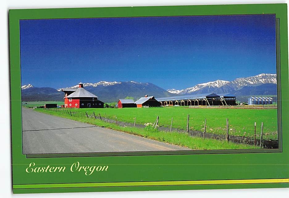 Postcard The picturesque farmland of the Wallowa Valley Eastern Oregon USA