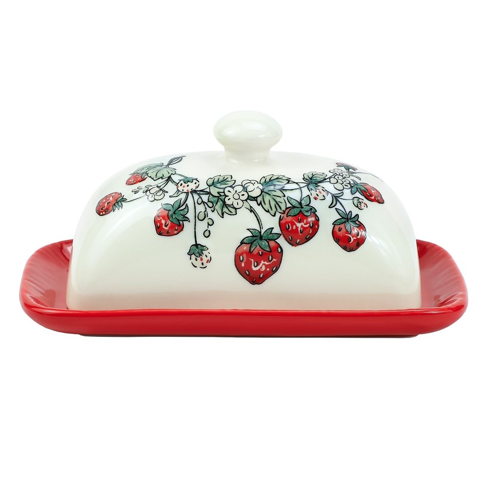 Ceramic Butter Dish with Lid Butter Keeper Butter Plate Tray for Kitchen Coun...