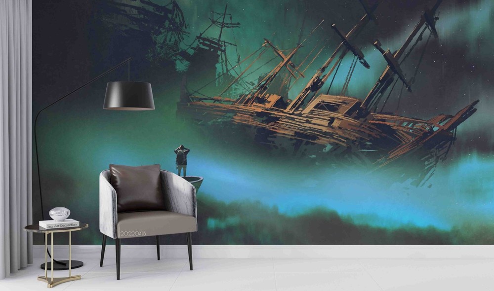 3D Fantasy Sea Ship Illustration Wall Murals Wallpaper Murals Wall Sticker