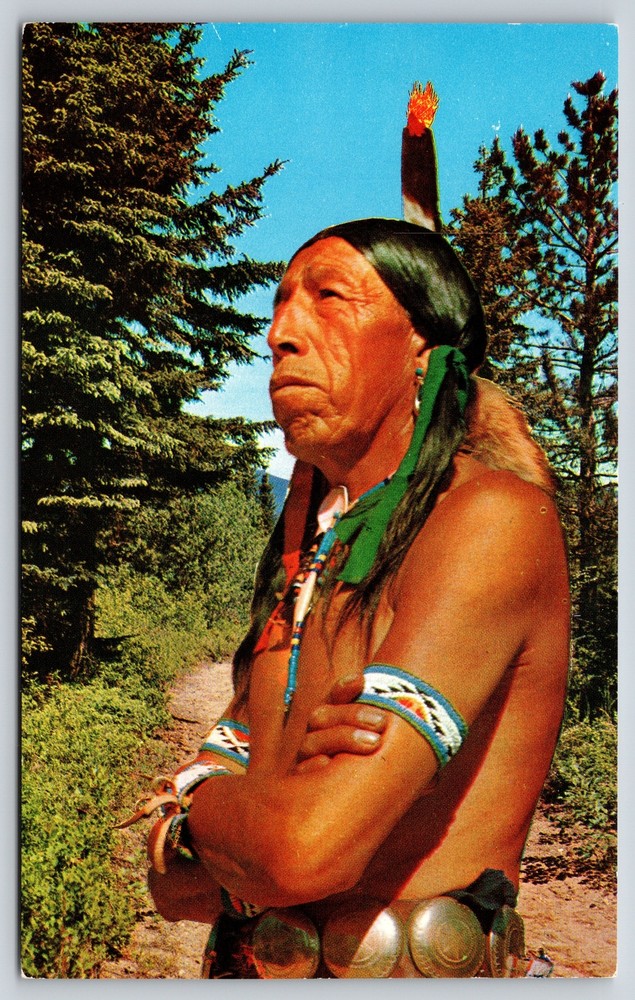 Native Americana~”How!”~Indian Of Few Words In Tribal Dress~Vintage Postcard