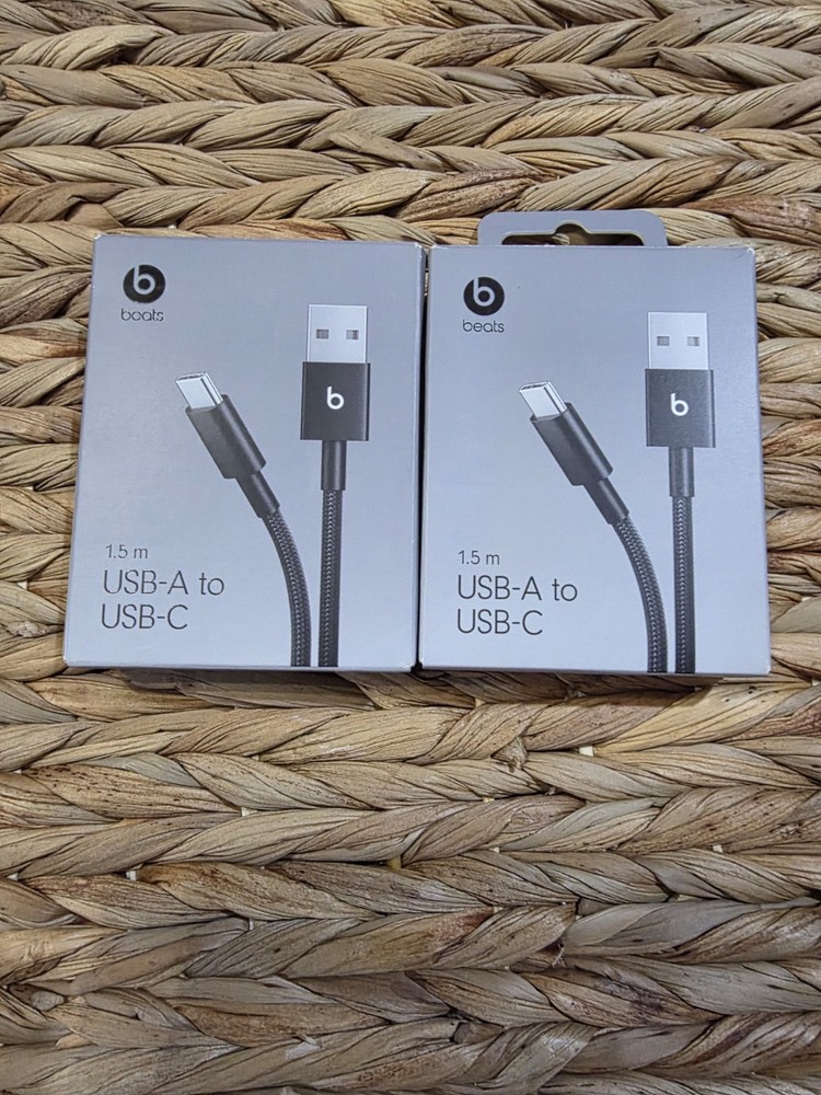 Lot Of 2 Beats USB-A to USB-C Woven Cable 1.5 m -Bolt Black