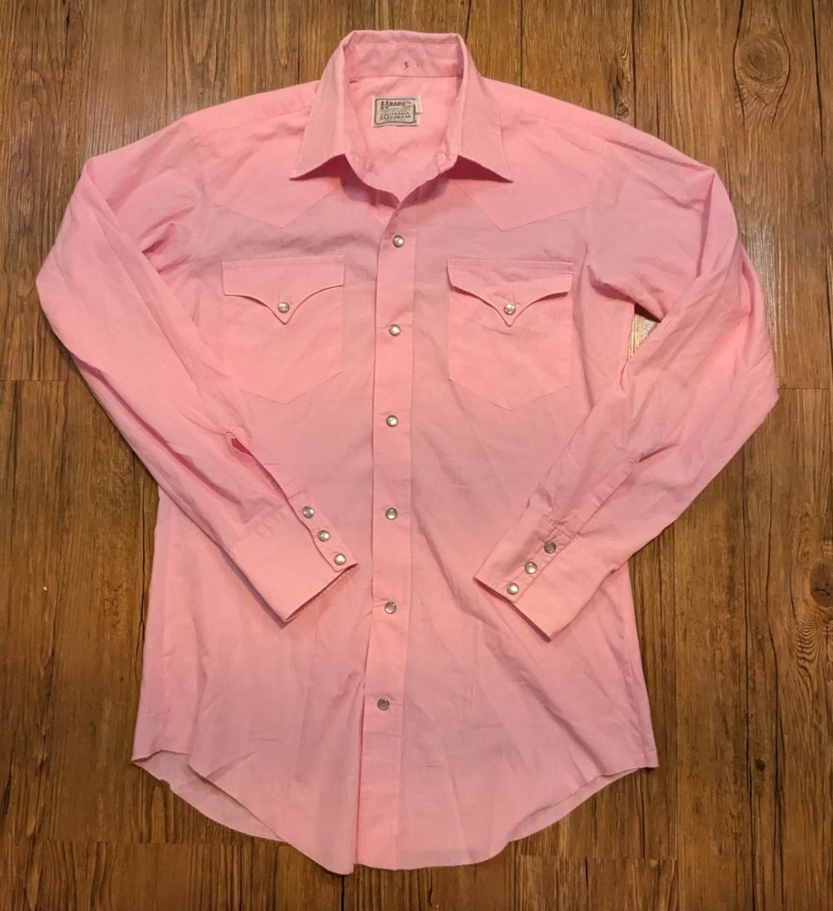 Vtg H Bar C California Ranchwear 15- 33 Pink Western Pearl Snap Shirt  B73