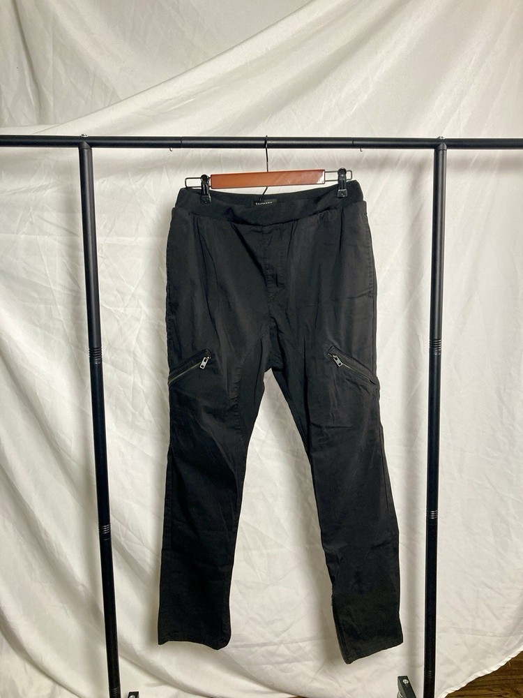 Zanerobe Men's  Sz 34 Black  Jogger Pants Elastic Waistband with Zipper Details