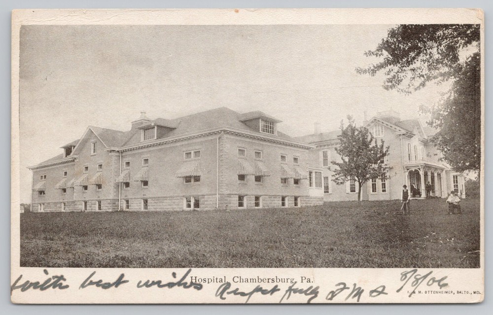 Hospital Chambersburg Pennsylvania PA Postcard 1906 UDB