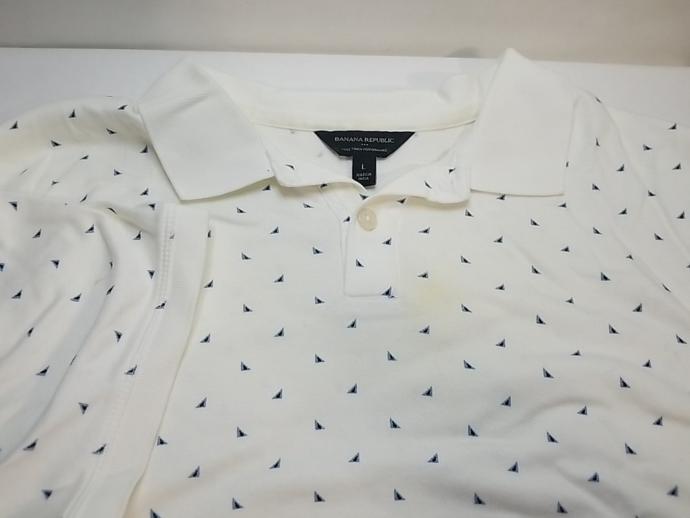 Banana Republic Polo Womens Large L White Cotton Blend Casual Top Shirt