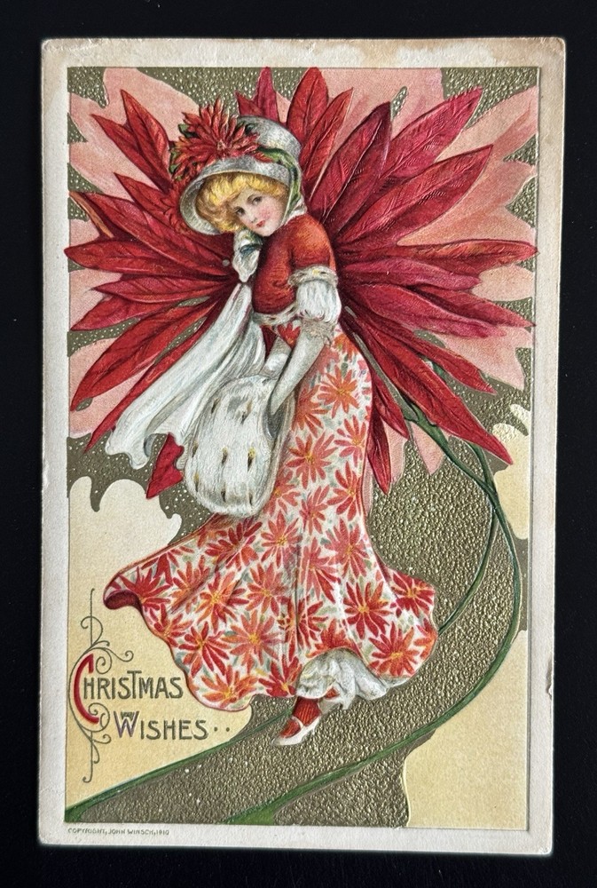 Antique American Art Nouveau Christmas Samuel Schmucker Winsch Postcard 1912