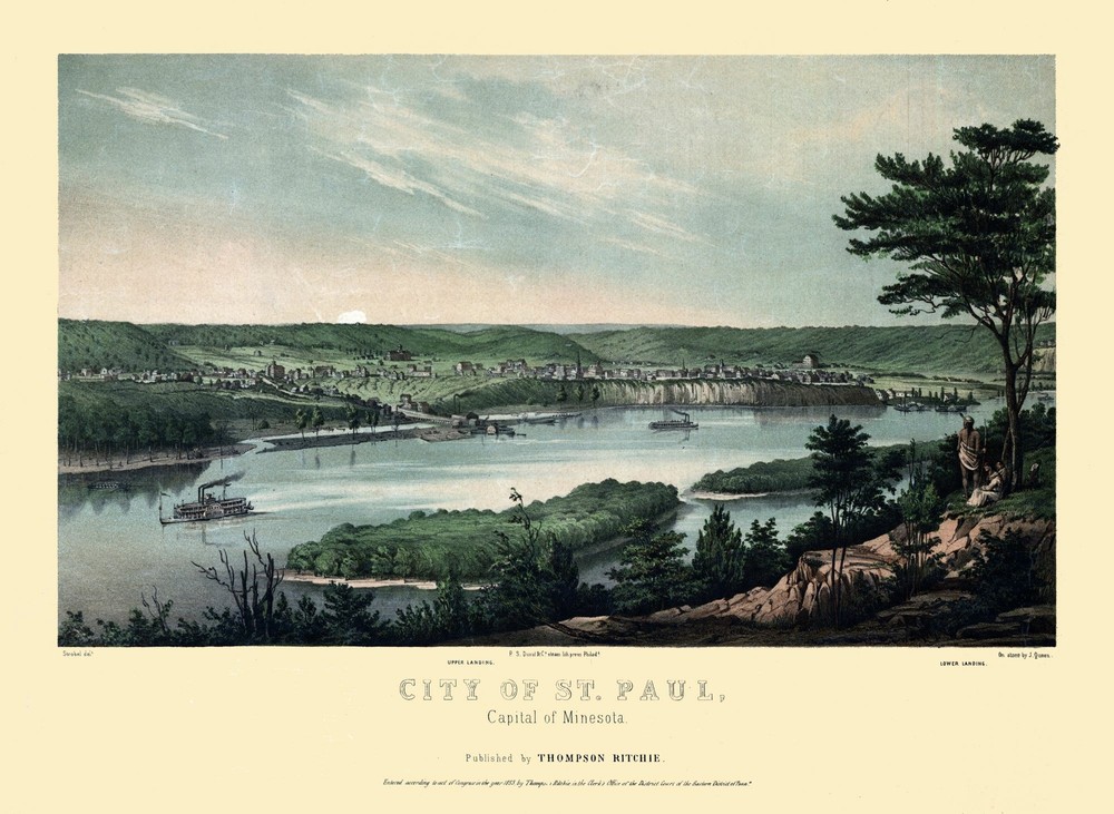 Historic Panoramic View - Saint Paul Minnesota - Ritchie 1853 - 31.46 x 23