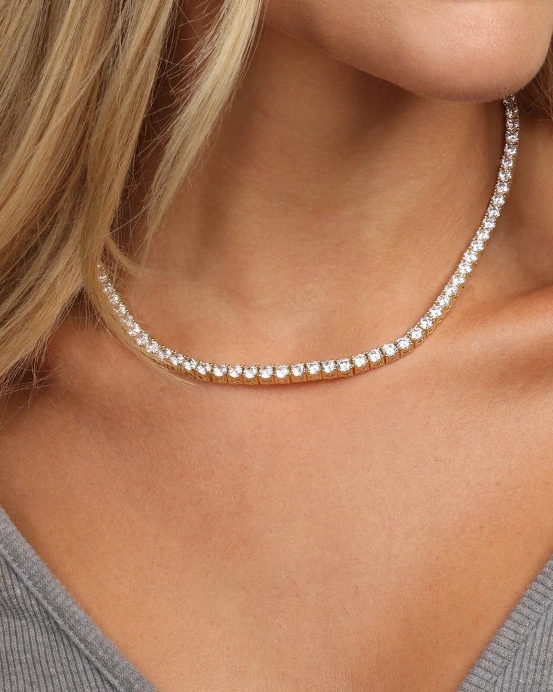 20CT Lab-Created Round Diamond Tennis Necklace in 14K Yellow Gold