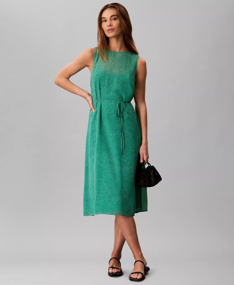 Calvin Klein Women's Dress Sz XL Sleeveless Printed Chiffon Midi