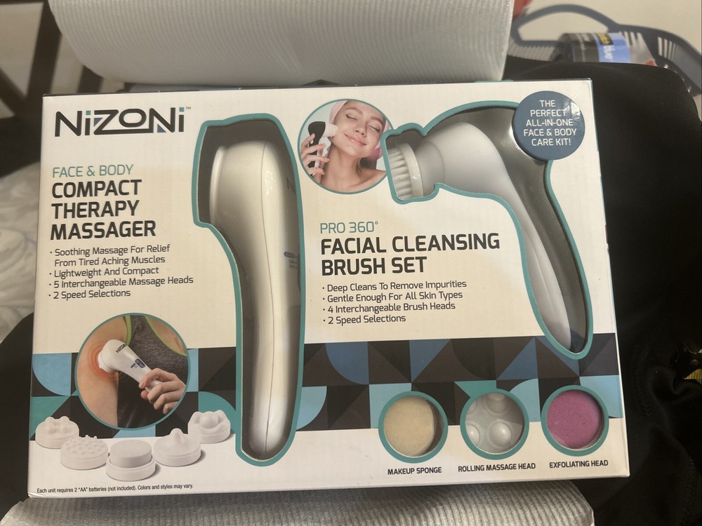 Nizoni Face & Body Compact Therapy Massager Pro 360 Facial Cleansing Brush Set
