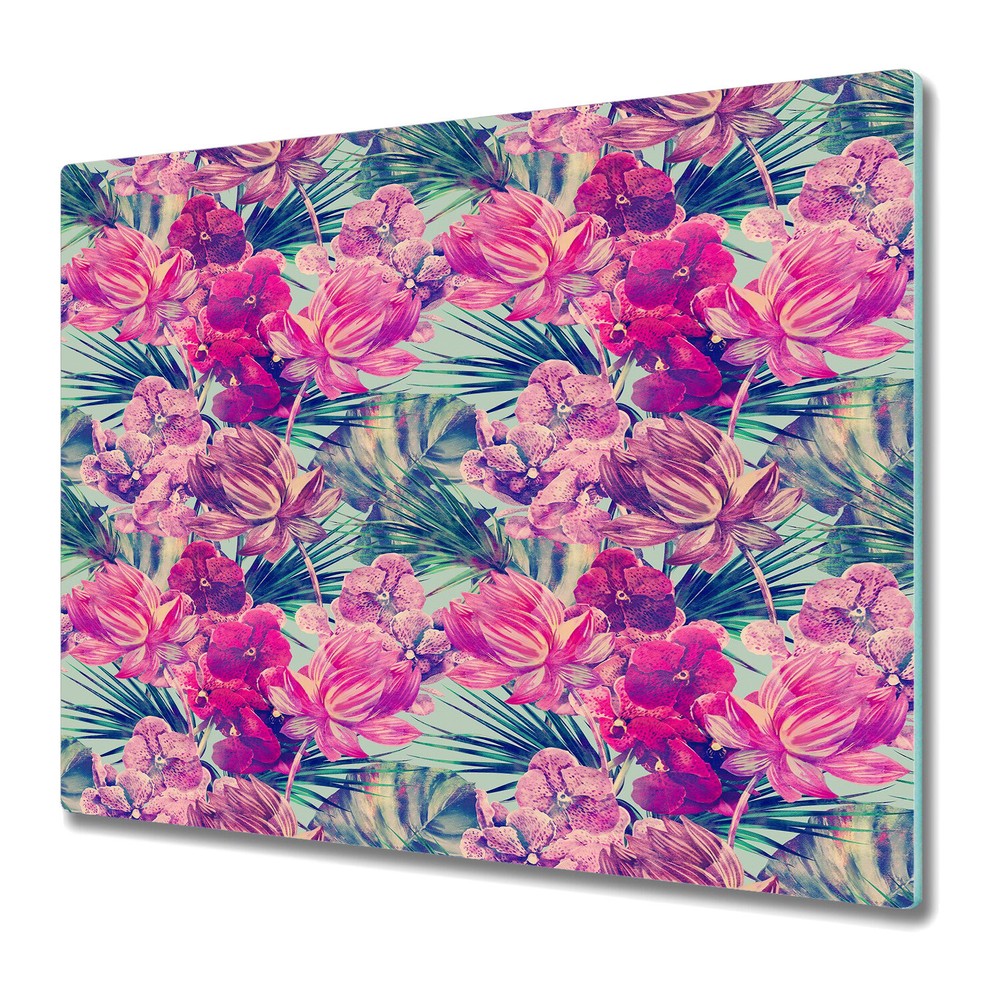 Glass Surface Protector Pink Tropical and Tropical Tropical Print 60x52