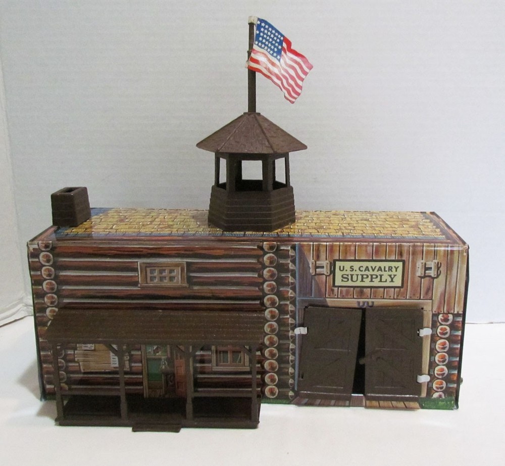 Marx Fort Apache Playset Vintage Tin Litho Cavalry Supply Building & Accessories