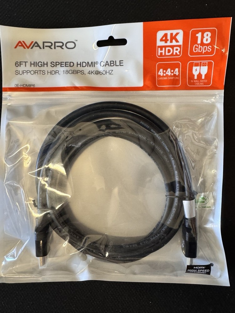 AVARRO 6FT HIGH SPEED HDMI CABLE (18GBPS)
