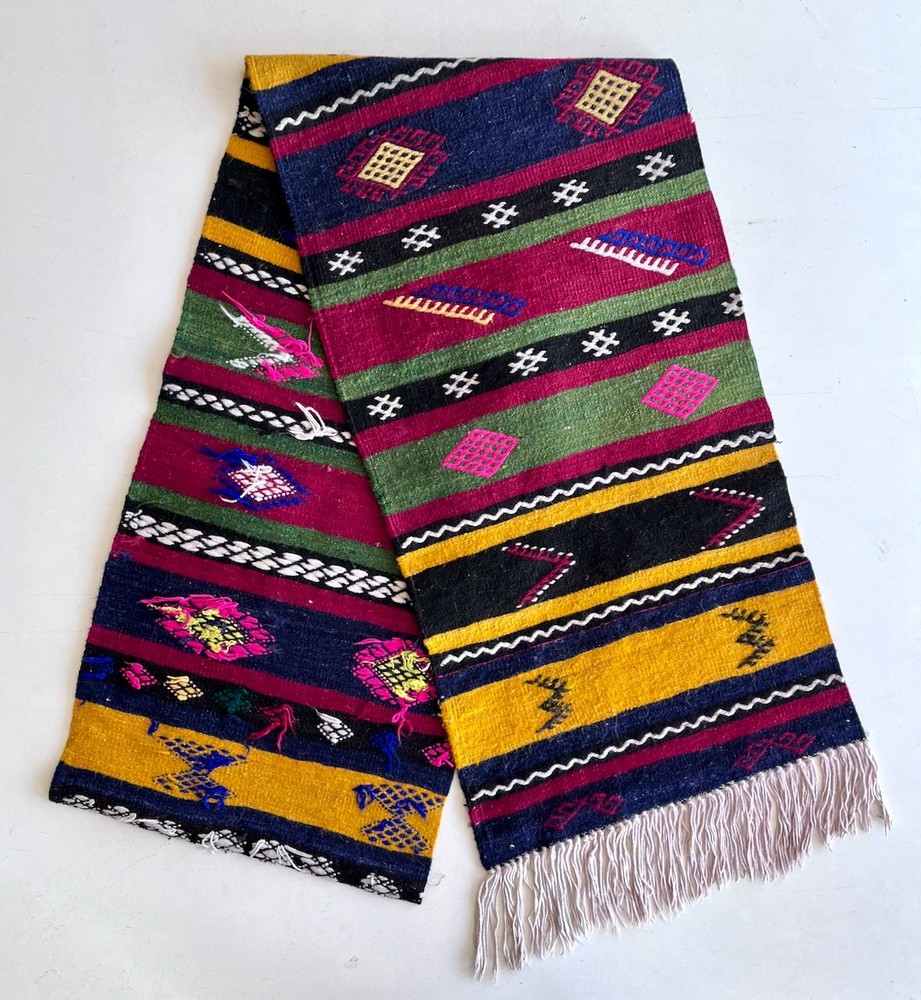 Vintage Turkish Kilim Rug Fragment, Handwoven Wool Textile, Boho Tribal Ethnic