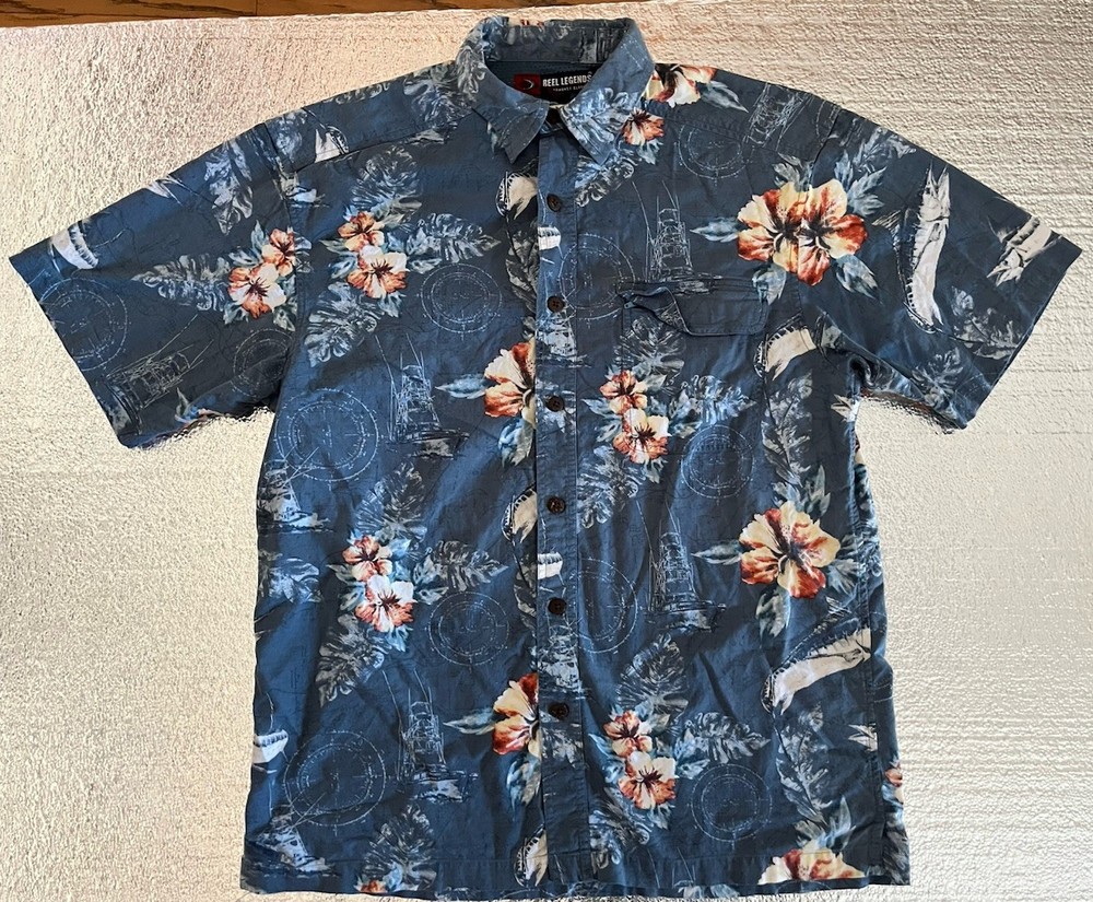 Reel Legends Performance Clothing Fishing Shirt Men’s Medium Short Sleeve Shirt