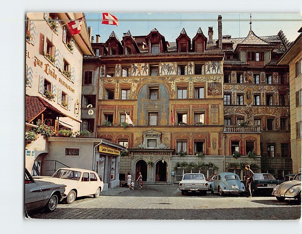 Postcard Facade Historique Hotel Balances Lucerne Switzerland