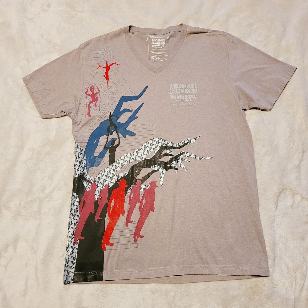 Cirque du Soleil Michael Jackson T Shirt Mens L Immortal World Tour AOP V Neck
