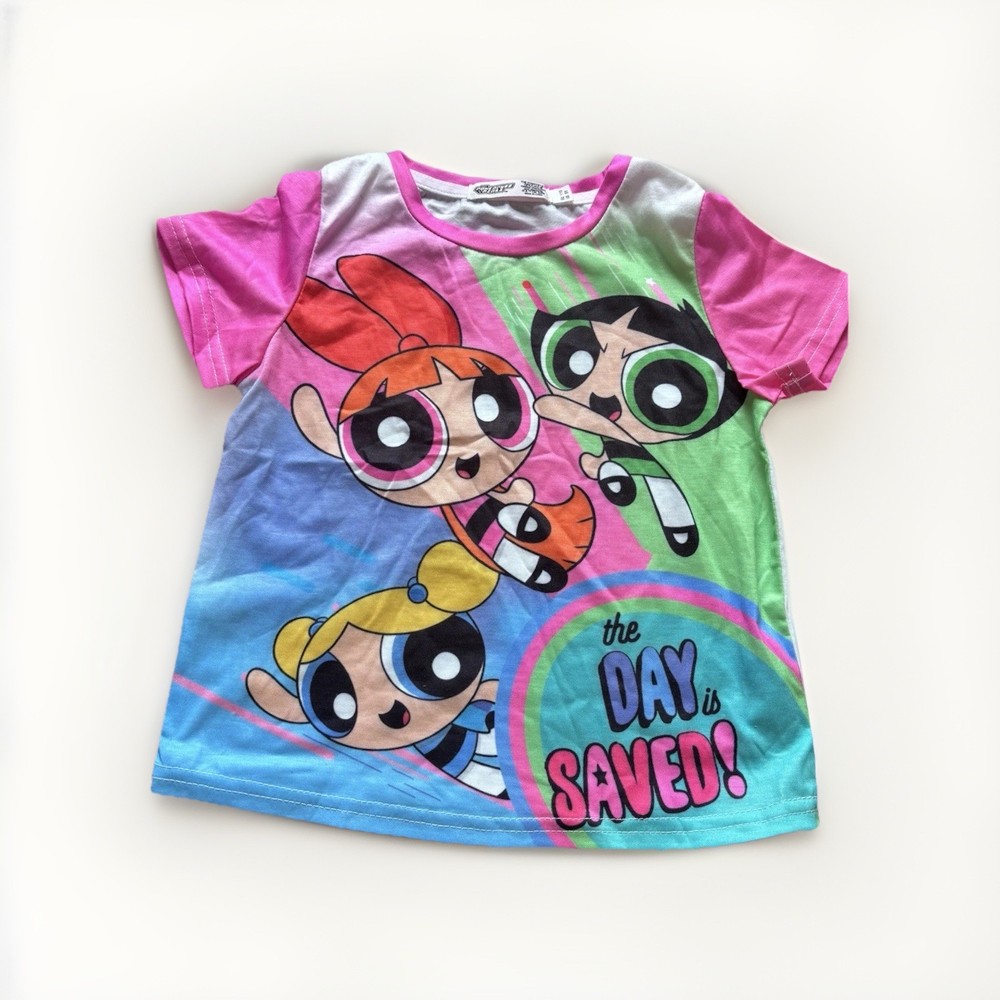 The Powerpuff Girls Kids Graphic T-Shirt Size 5Y White Pink Short Sleeve
