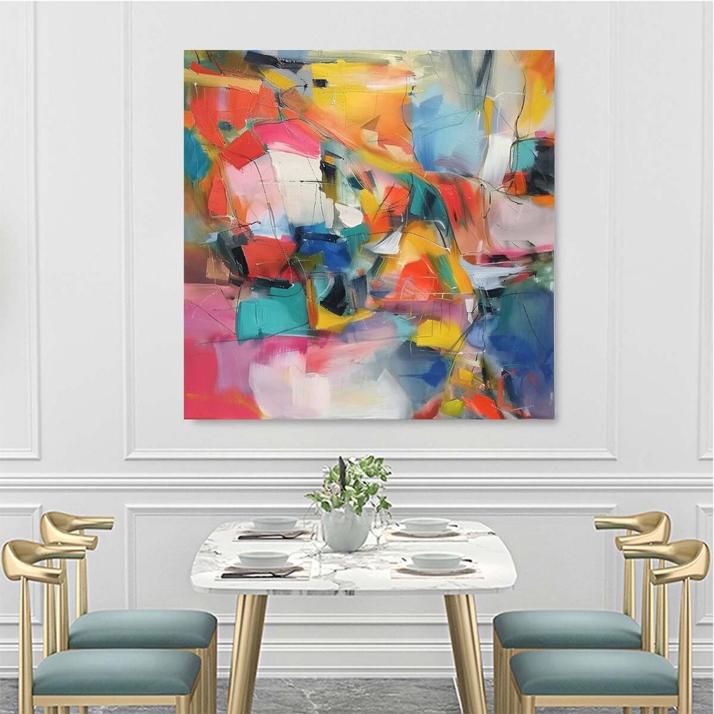 Hand painted Abstract Oil Painting Modern Minimalist Living Room Blue