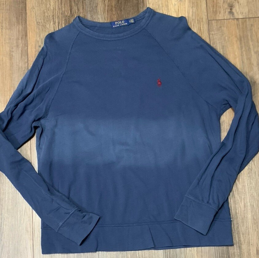 Polo Ralph Lauren Navy Spa Terry Crew Neck Raglan Pullover Men's L FLAW