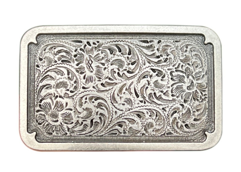 Vintage Western Cowboy Belt Buckle for Men & Women Rodeo Wear - Rectangle Floral