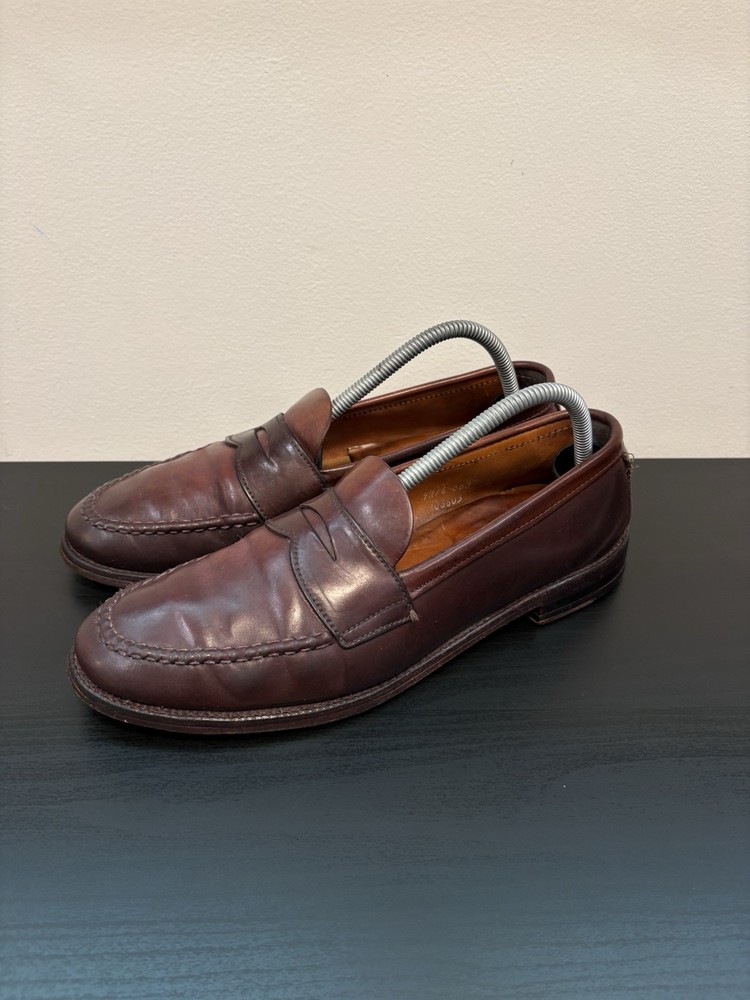 Brooks Brothers By Alden 06603 Shell Cordovan Penny Loafers Burgundy Size 8.5 D