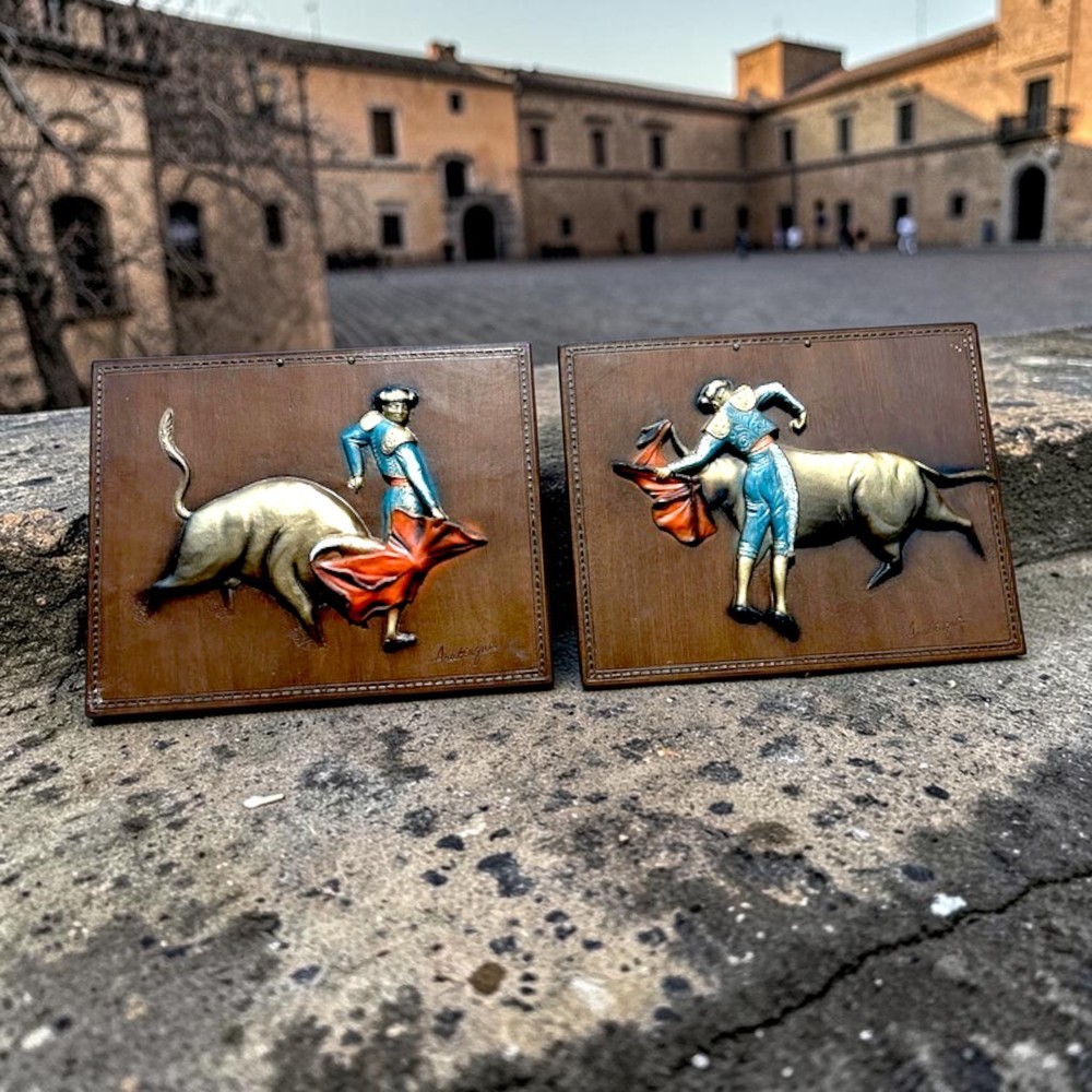 60s Pair MCM Matador Wall Plaques Spanish Bullfighting Arabasque Burwood Product