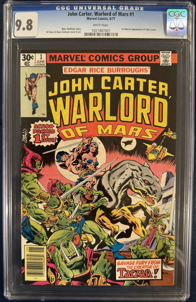 John Carter, Warlord of Mars #1 - CGC 9.8 - White Pages (1977) Marvel Comics