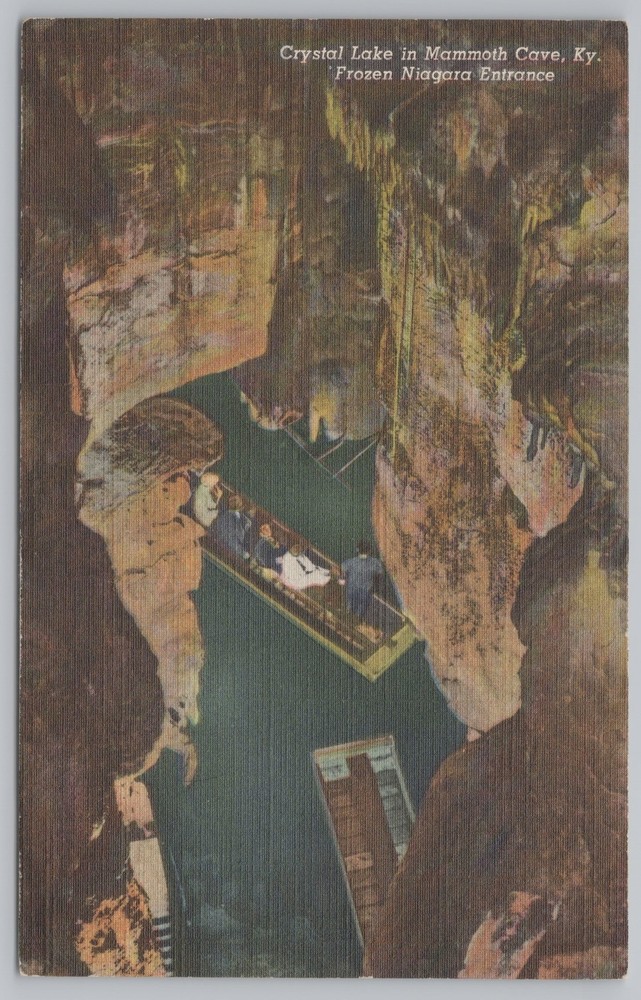 Linen~Crystal Lake In Mammoth Cave Ky~Frozen Niagara Entrance~Vintage PC