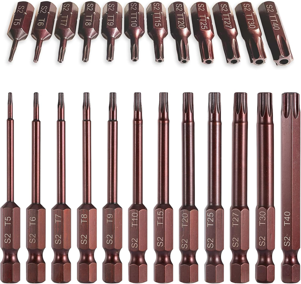 24PCS High-Hardness S2 Steel Torx Bit Set with Magnetic Holder