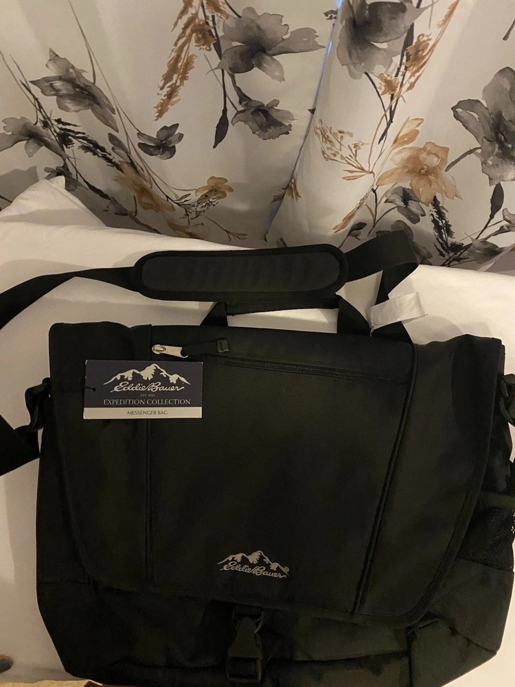 Men’s Eddie Bauer Black Polyester Messenger Bag With Adjustable Strap