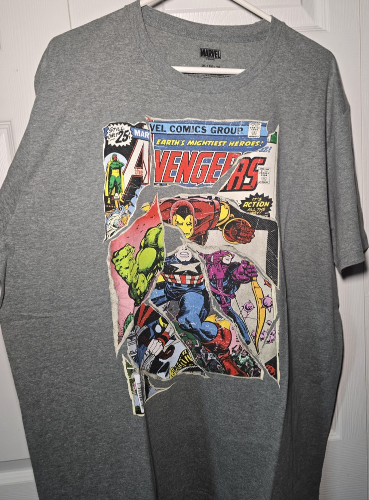 Marvel Men's Avengers Graphic Logo Gray Crewneck Short Sleeve T-Shirt XL