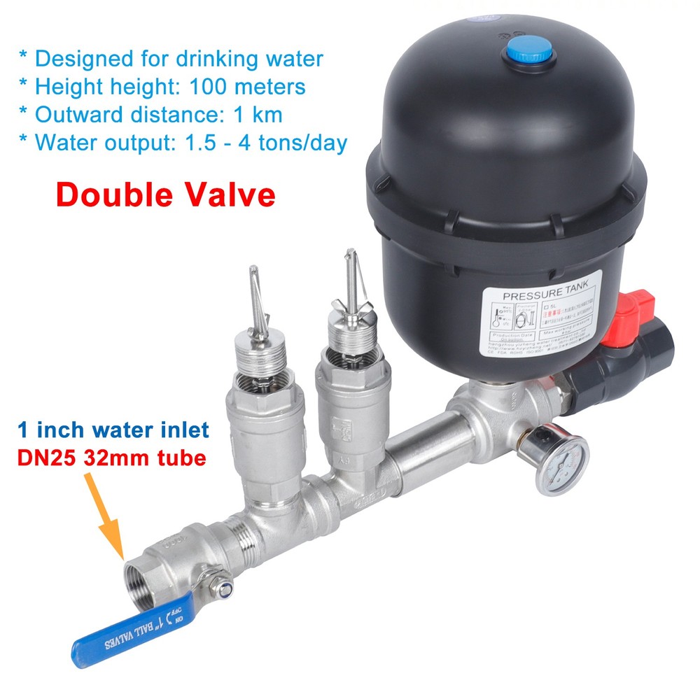 1-inch Stainless Steel Hydraulic Ram Pump Water Hammer Pump No Electricity