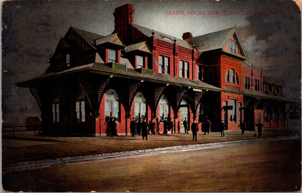 Grand Trunk Depot Port Huron Michigan Railroad Station Postcard
