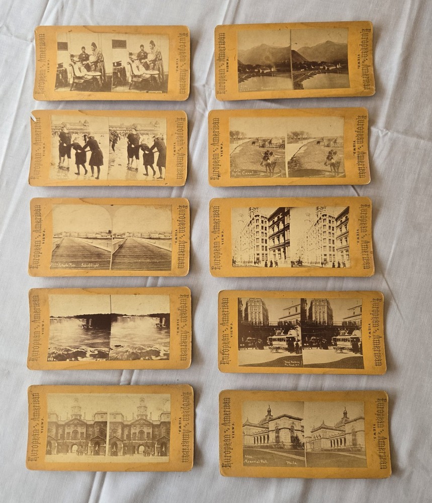 Collection of 10 Stereoview/Stereoscope Cards; European and American Views;