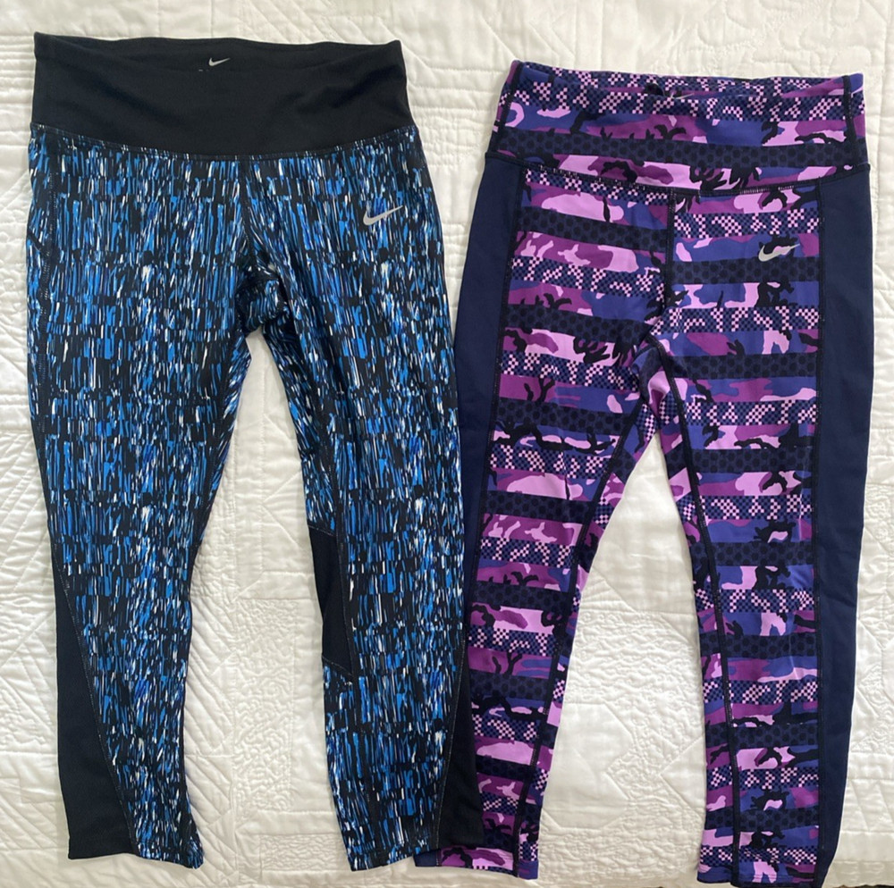 Lot of 2 - NIKE Women's Dri-FIT Running Crops Leggings, Small