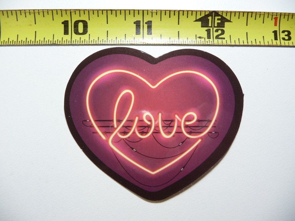 Vibrant Neon Love Heart Cursive Sticker Decal for Fun Celebrations