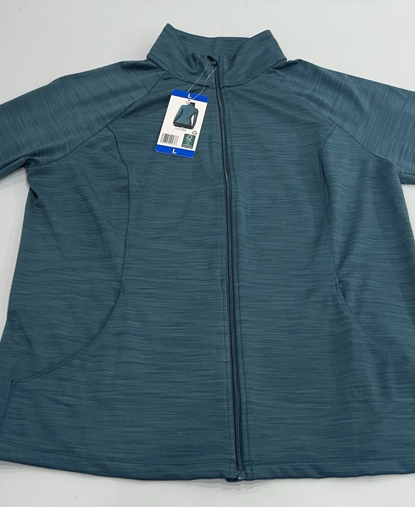 32 Degrees Heat Women's Active Full Zip Mock Neck Sweatshirt, Green, Size L