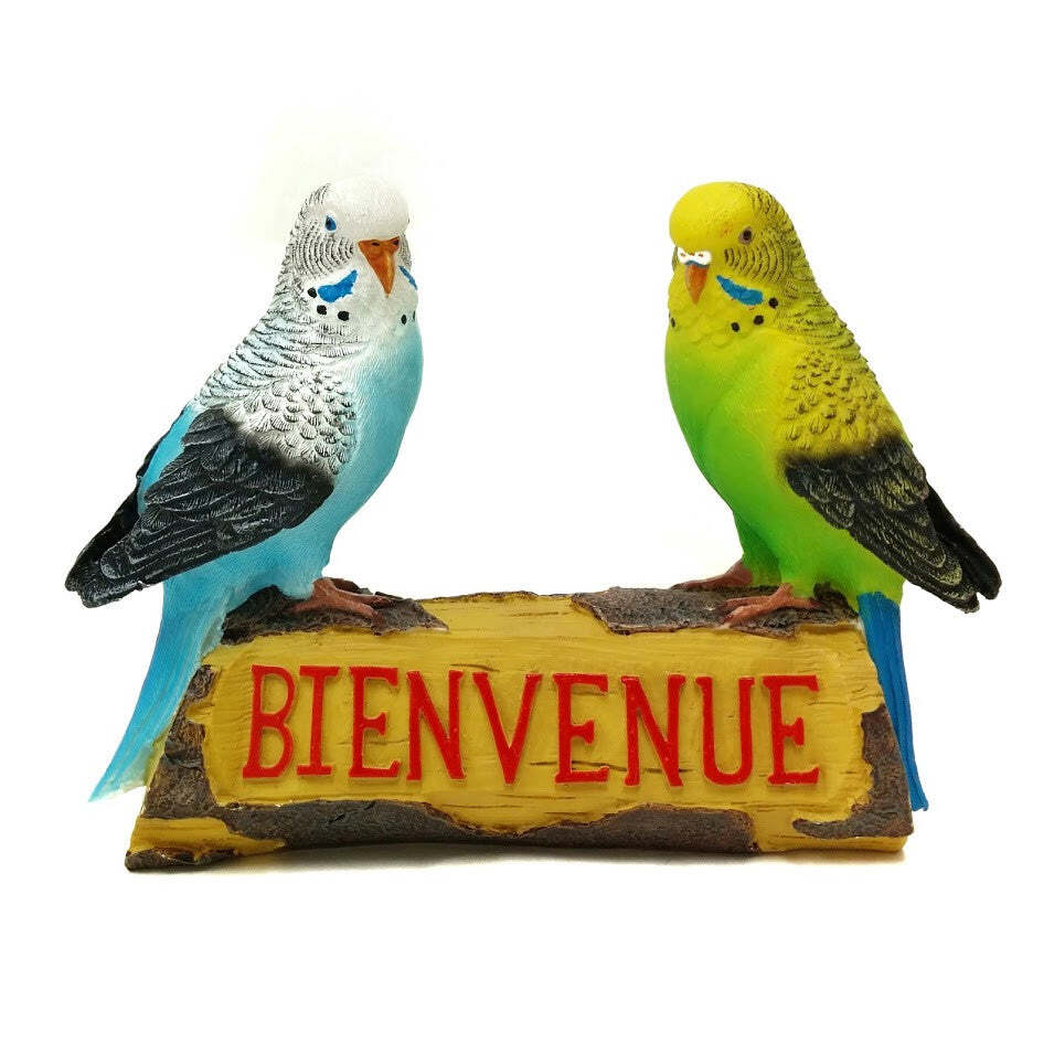 Two Budges On A Welcome Sign Figurine